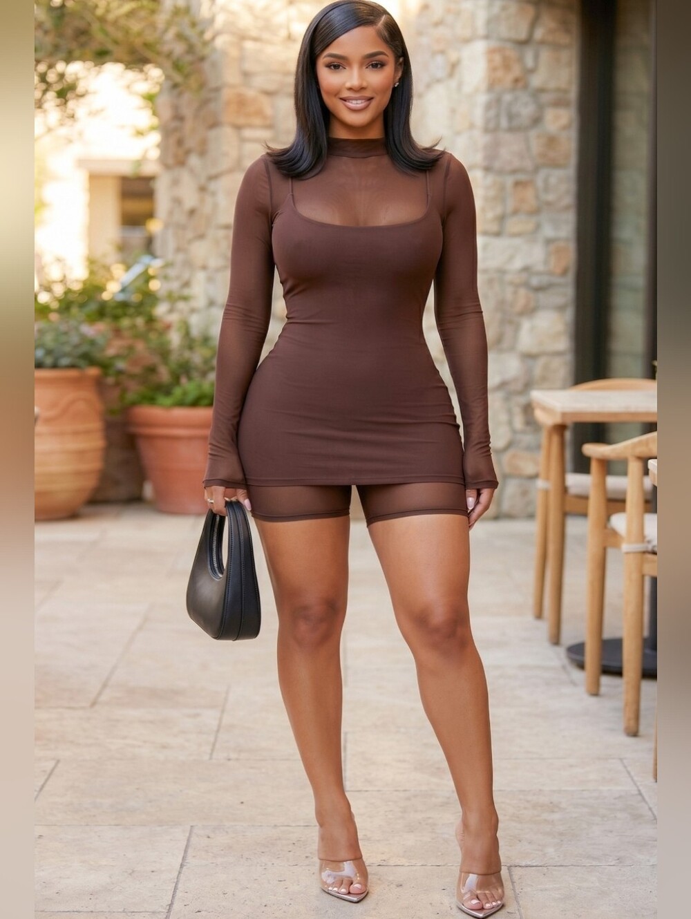 Sherry ULTRA STRETCHY LONG SLEEVE SHEER ROMPER